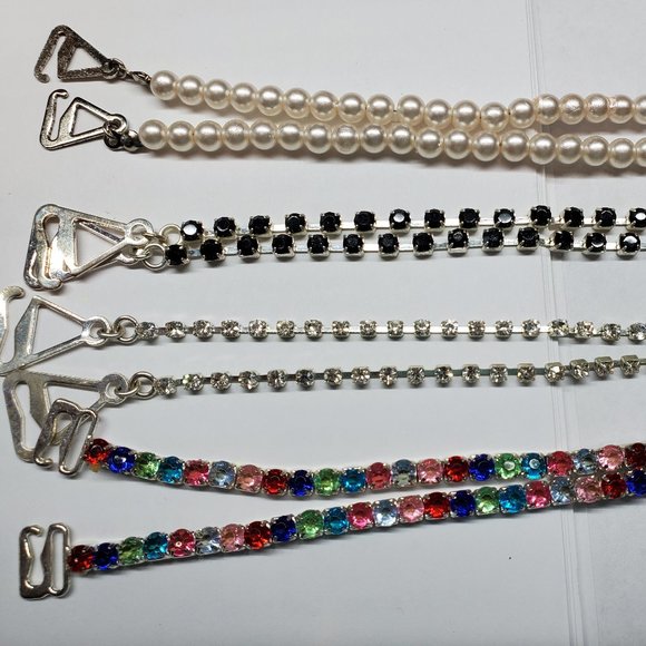 Jewelry Decorative Bra Straps For Evening Wear Bundle Pearl Black